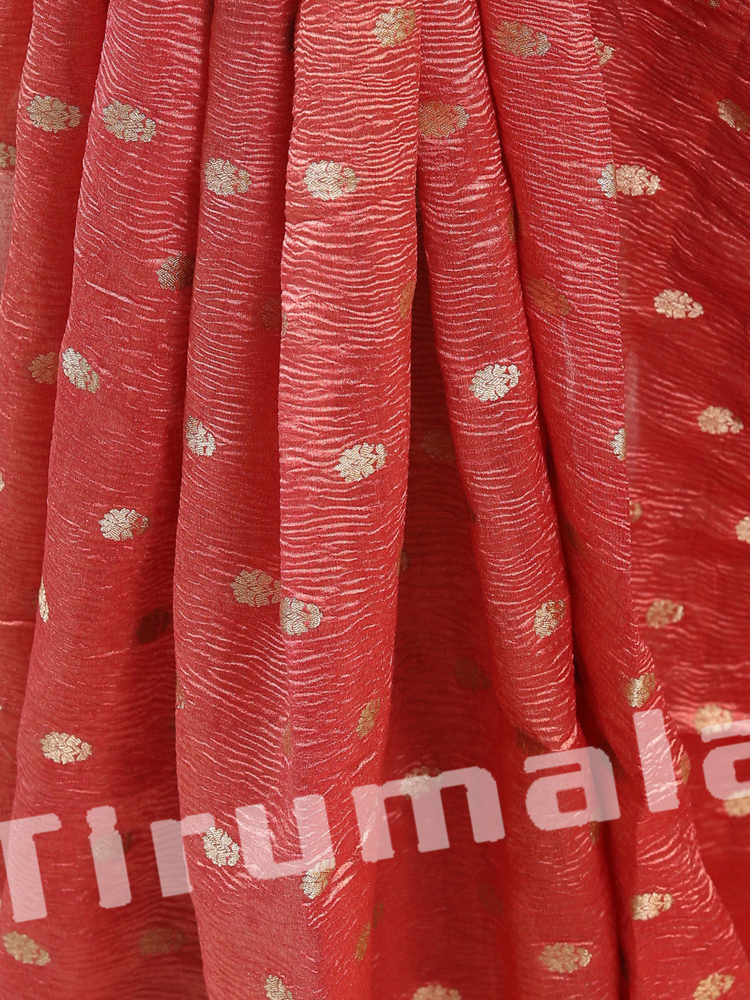 Peach Crush Tissue Silk With Butti
