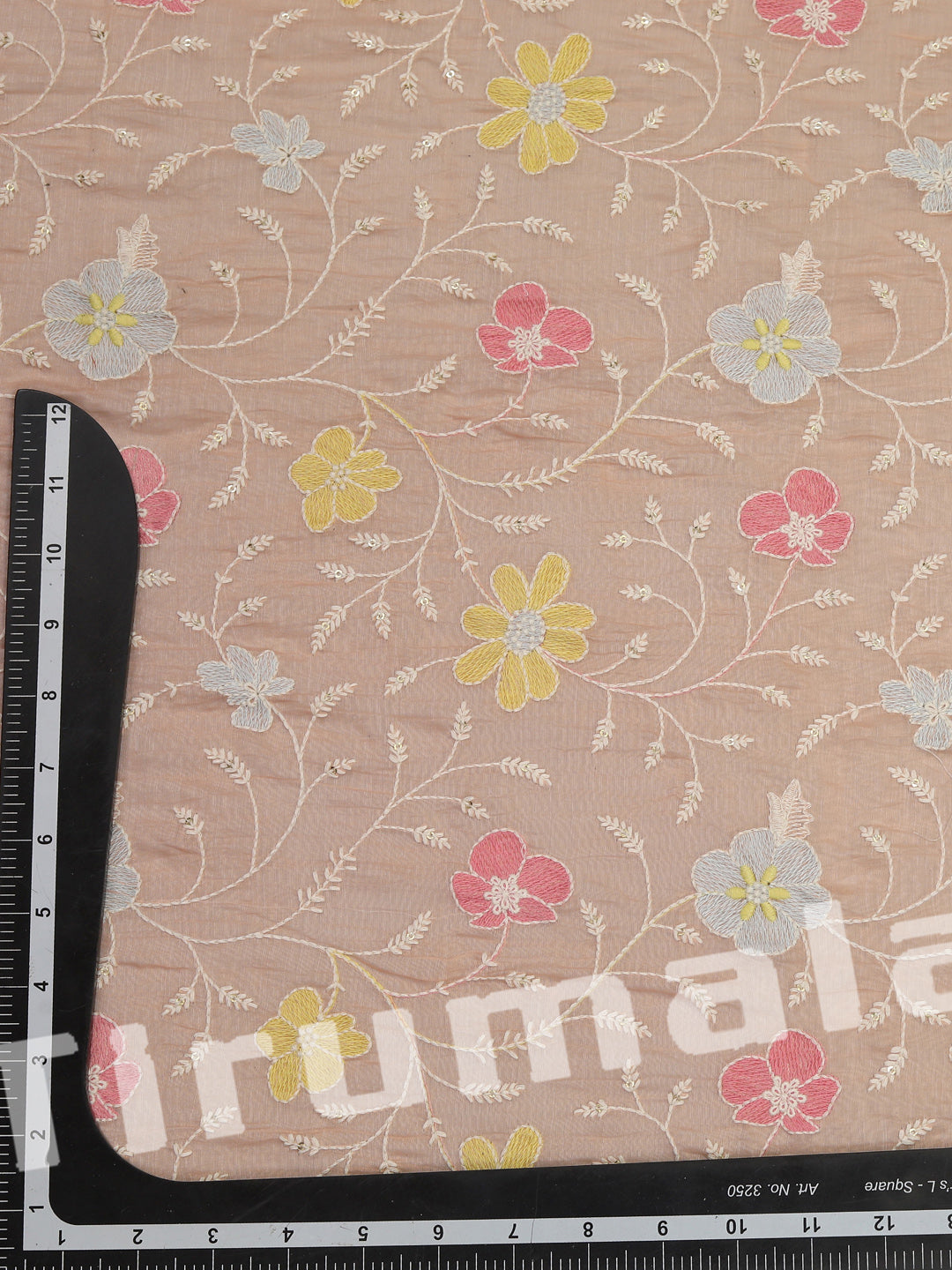 Pastel Pink Mul Chanderi With Multi-Colour Thread Embroidery