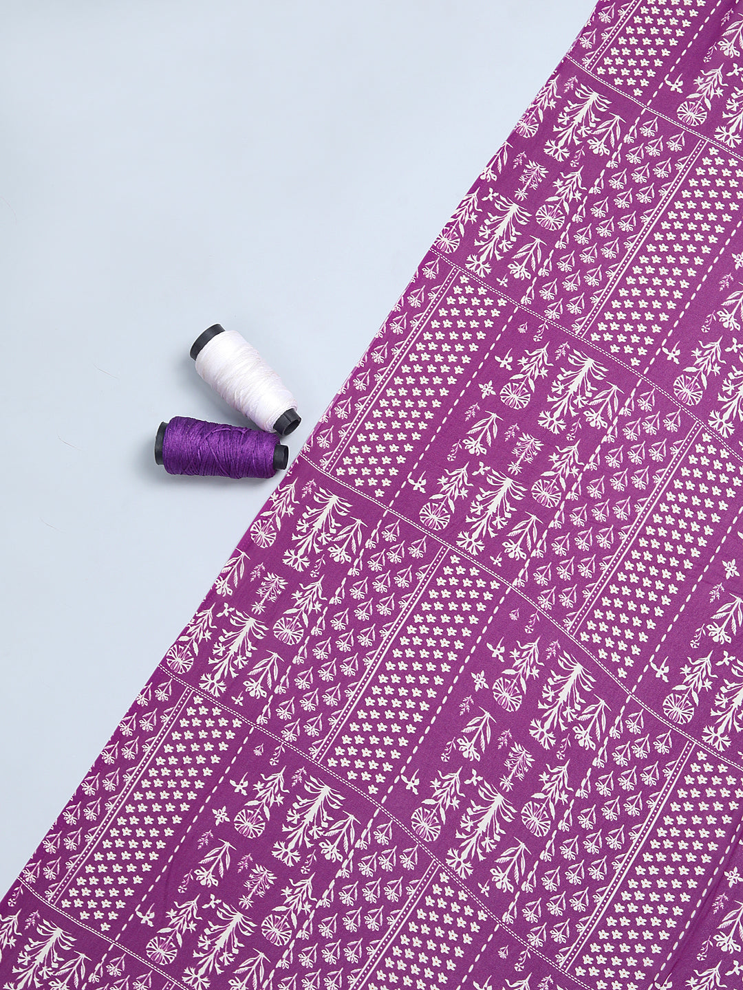Purple Checkered Georgette Fabric