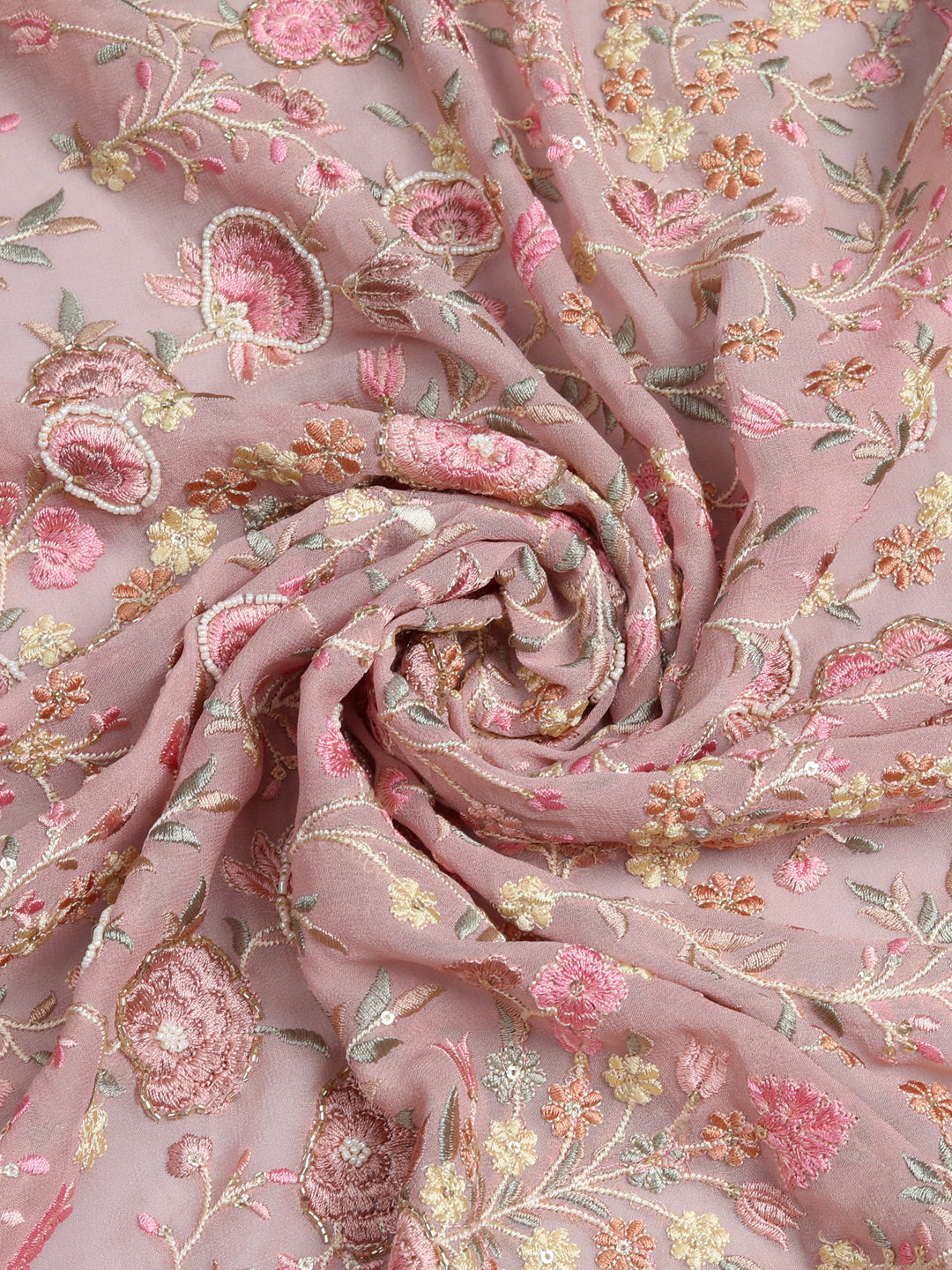 Baby Pink Threadwork Georgette