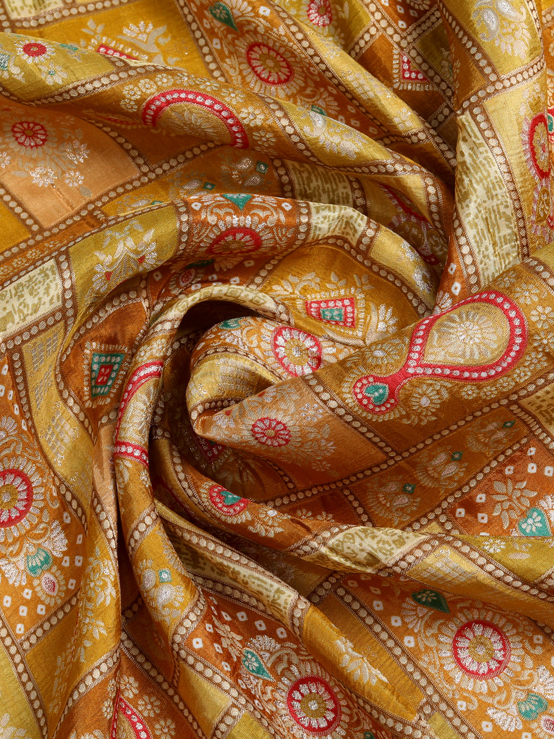 Mustard Yellow Embroidered Tussar Silk