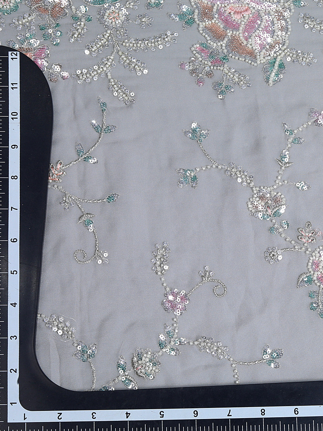 Grey Floral Jaal Georgette