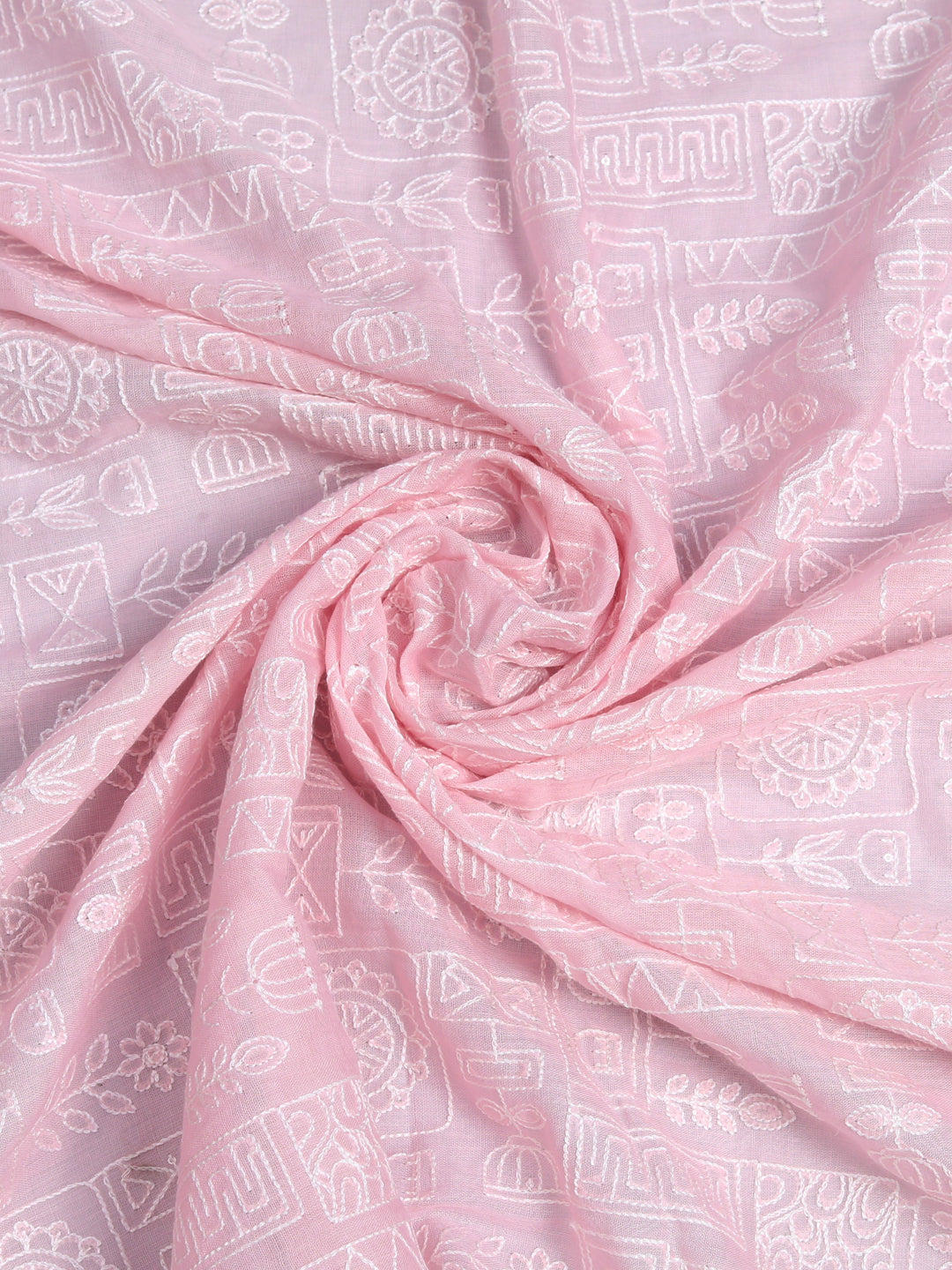 Pink Threadwork Mul Mul Fabric