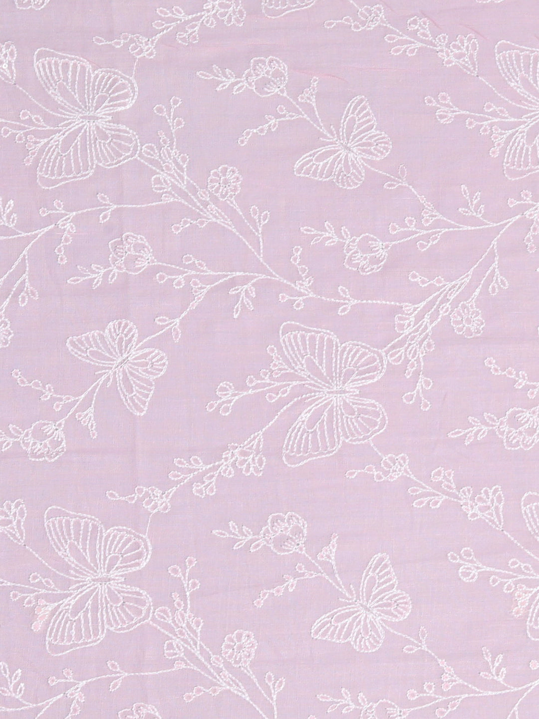 Baby Pink Butterfly Design Mul Mul Fabric