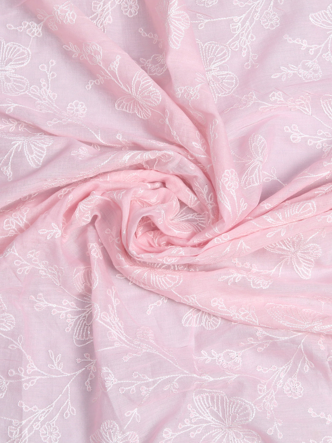Baby Pink Butterfly Design Mul Mul Fabric