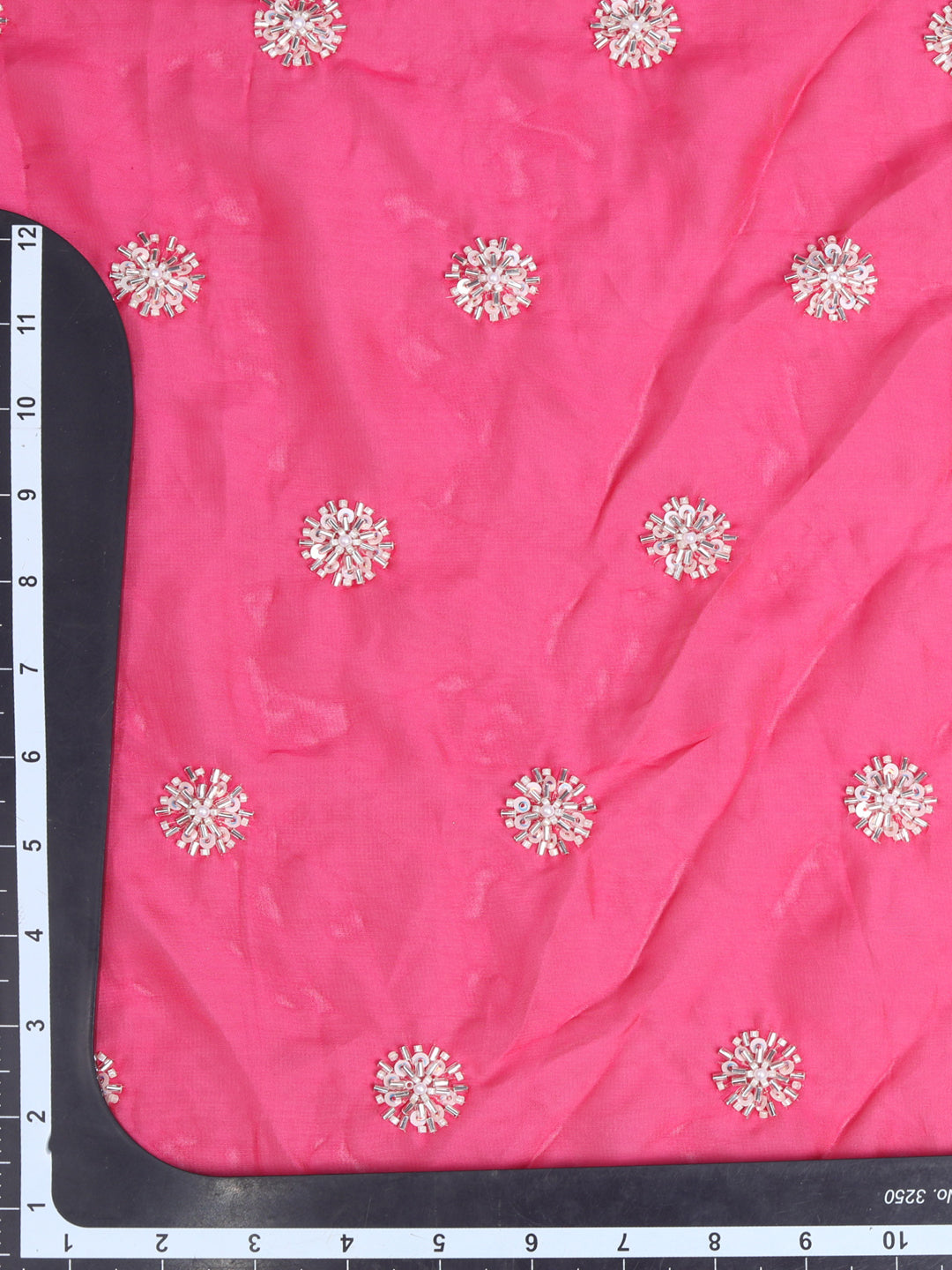 Rani Pink Organza Embroidered Butta & Sali Sequence Work