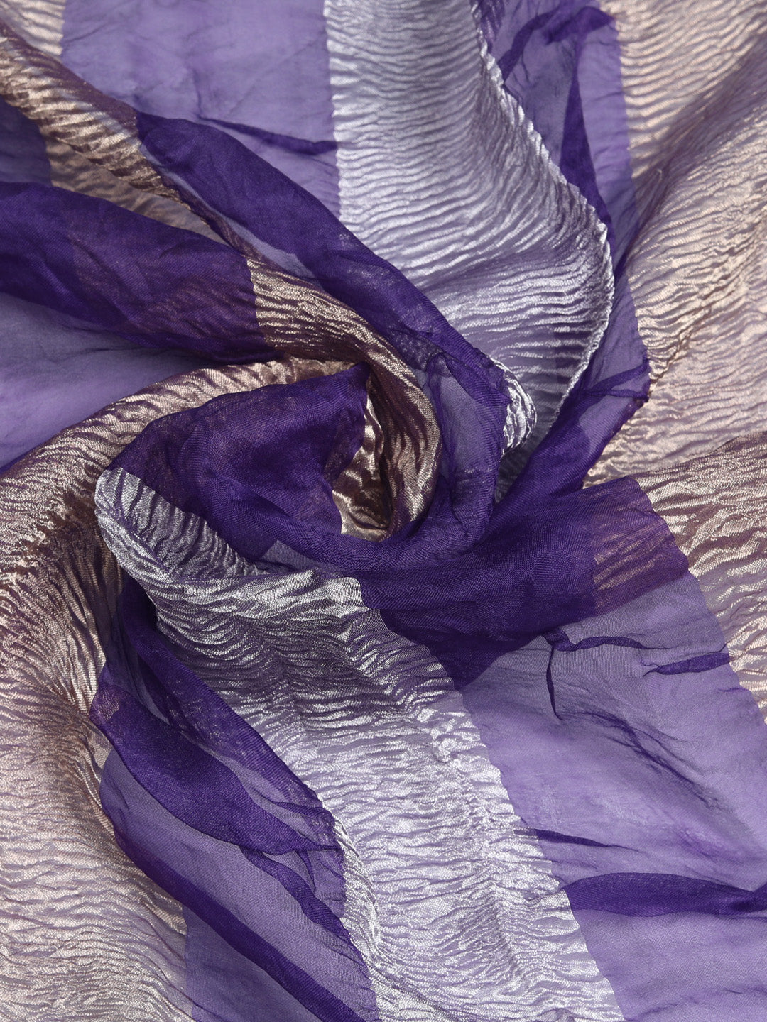 Zari Weaving On Purple Crushed Organza