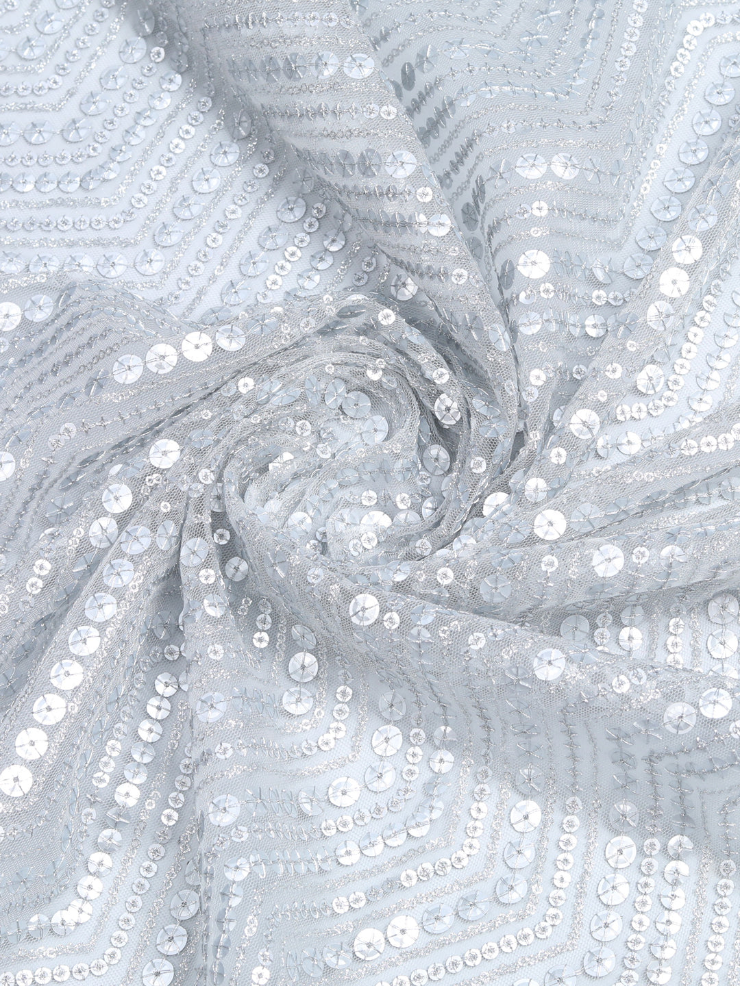 White Sequin Embroidery Net
