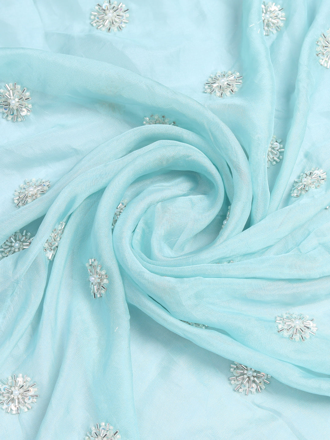 Embroidered Blue Organza