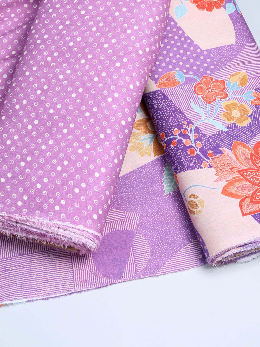 Violet Polka Dot Linen Fabric