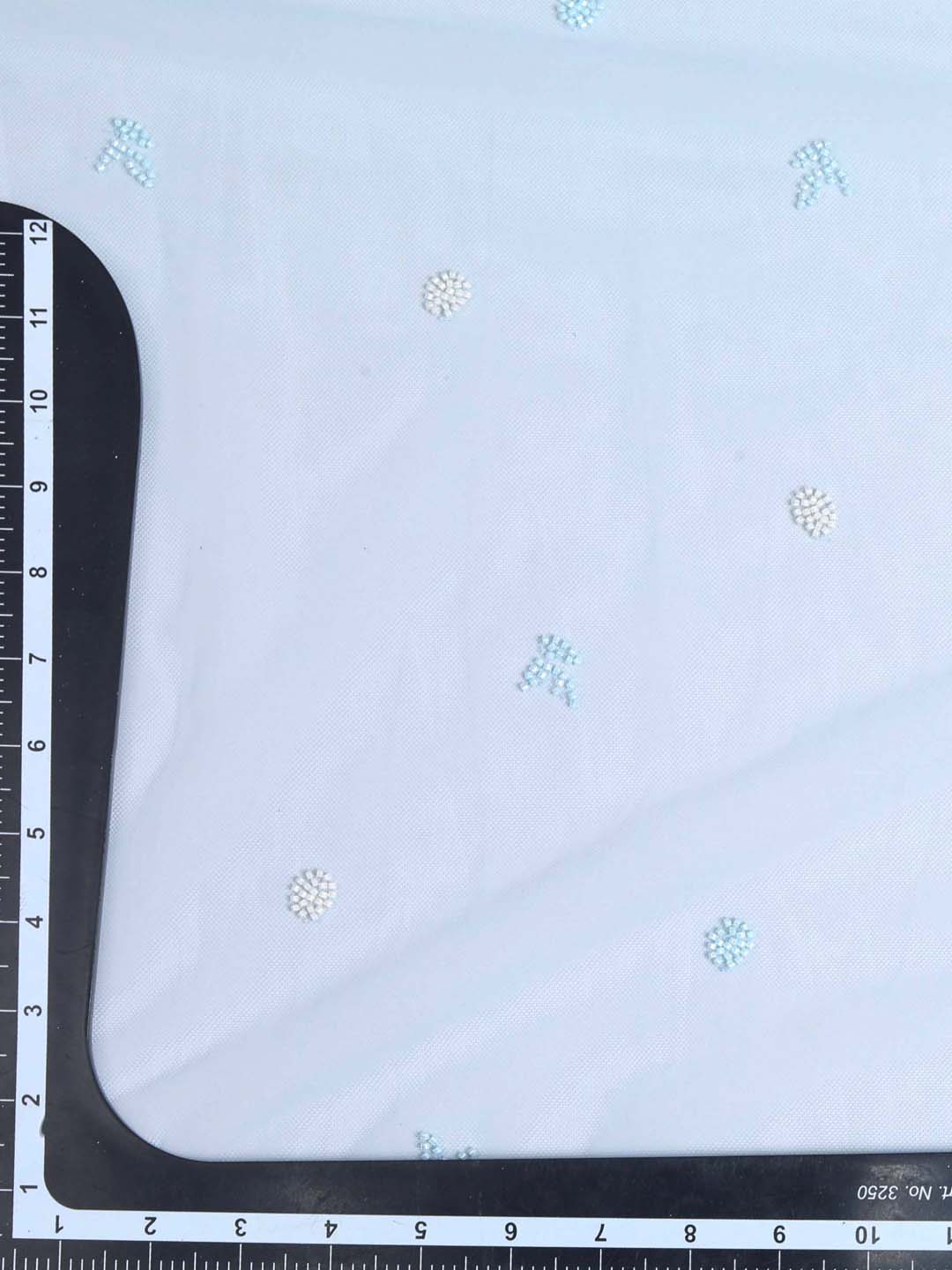 Imported Embroidered Ice Blue Net