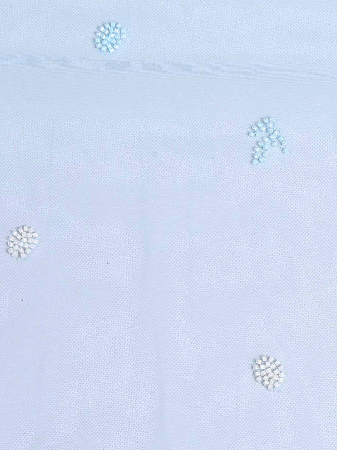 Imported Embroidered Ice Blue Net