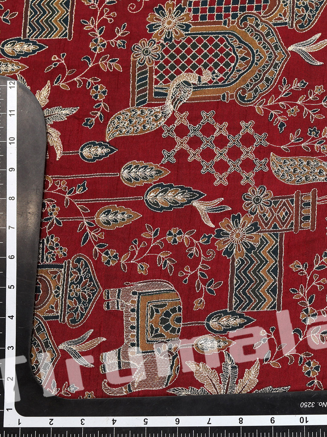 Red Dupion Silk With Jari Work