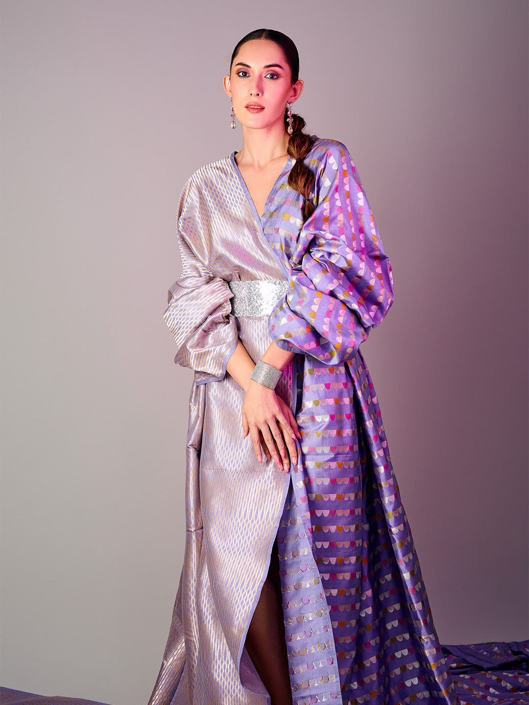 Lilac Banarasi Silk Zari Fabric