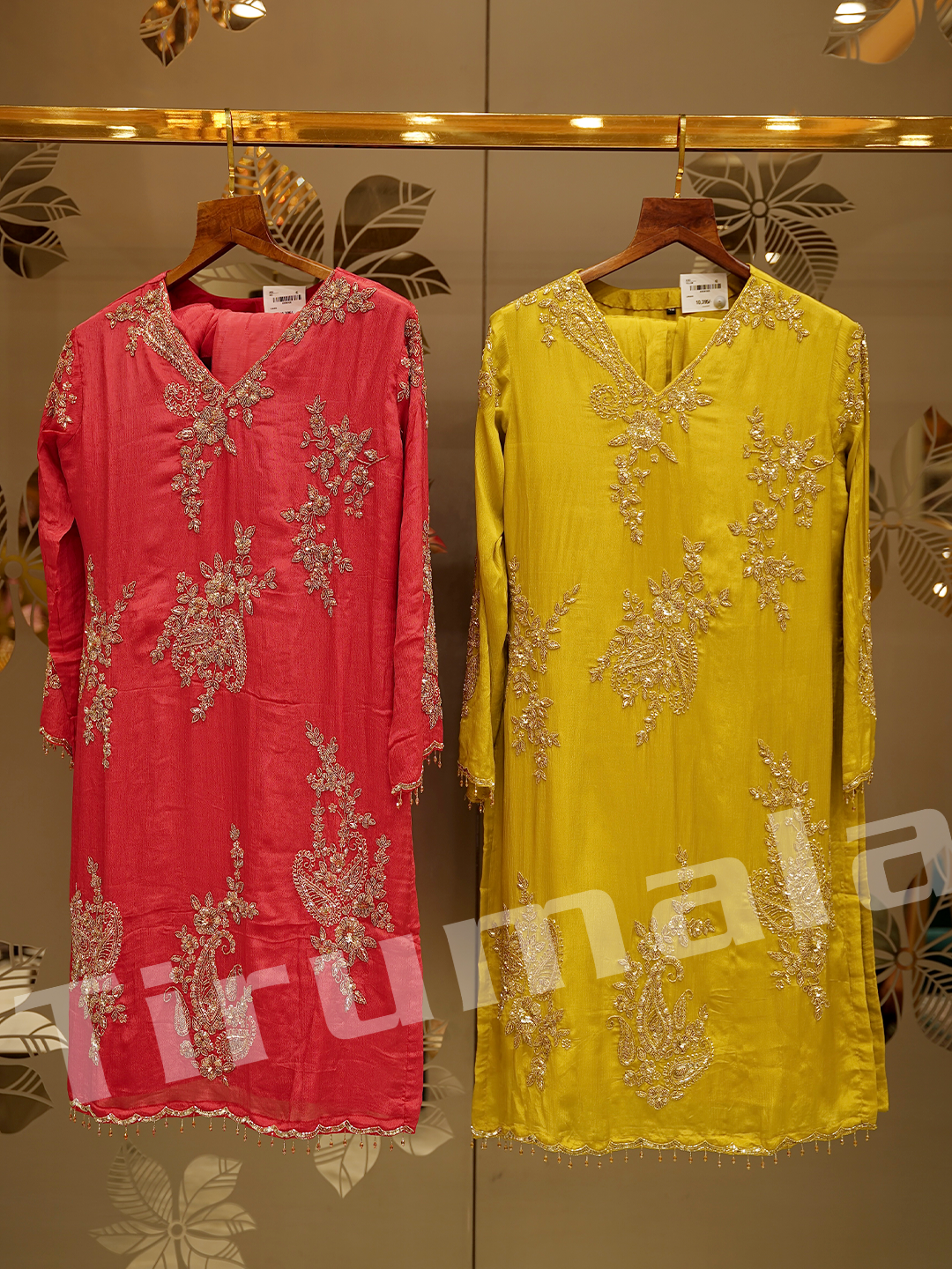 Orange Chinon Crepe Handwork Gharara Suit