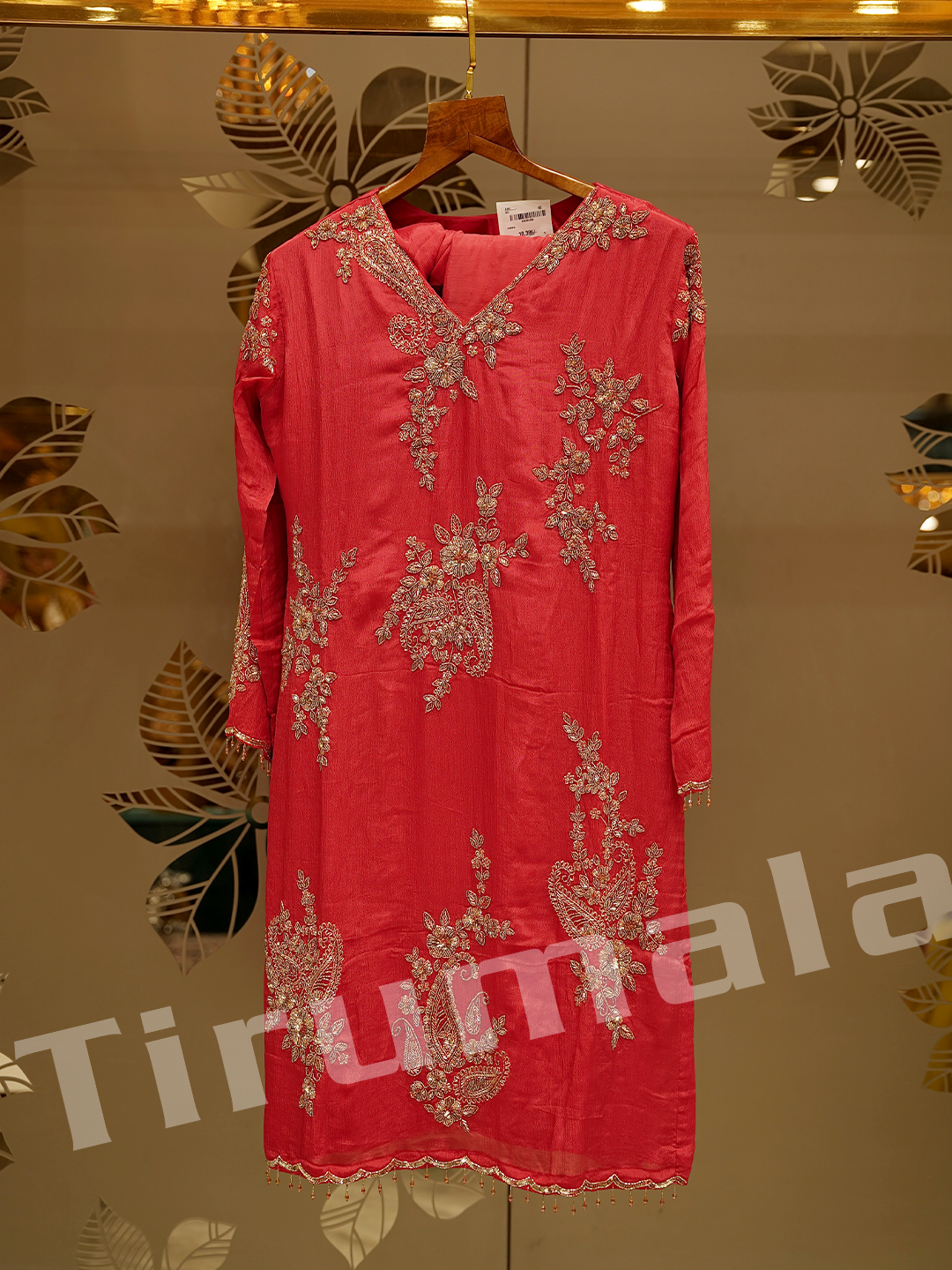 Orange Chinon Crepe Handwork Gharara Suit