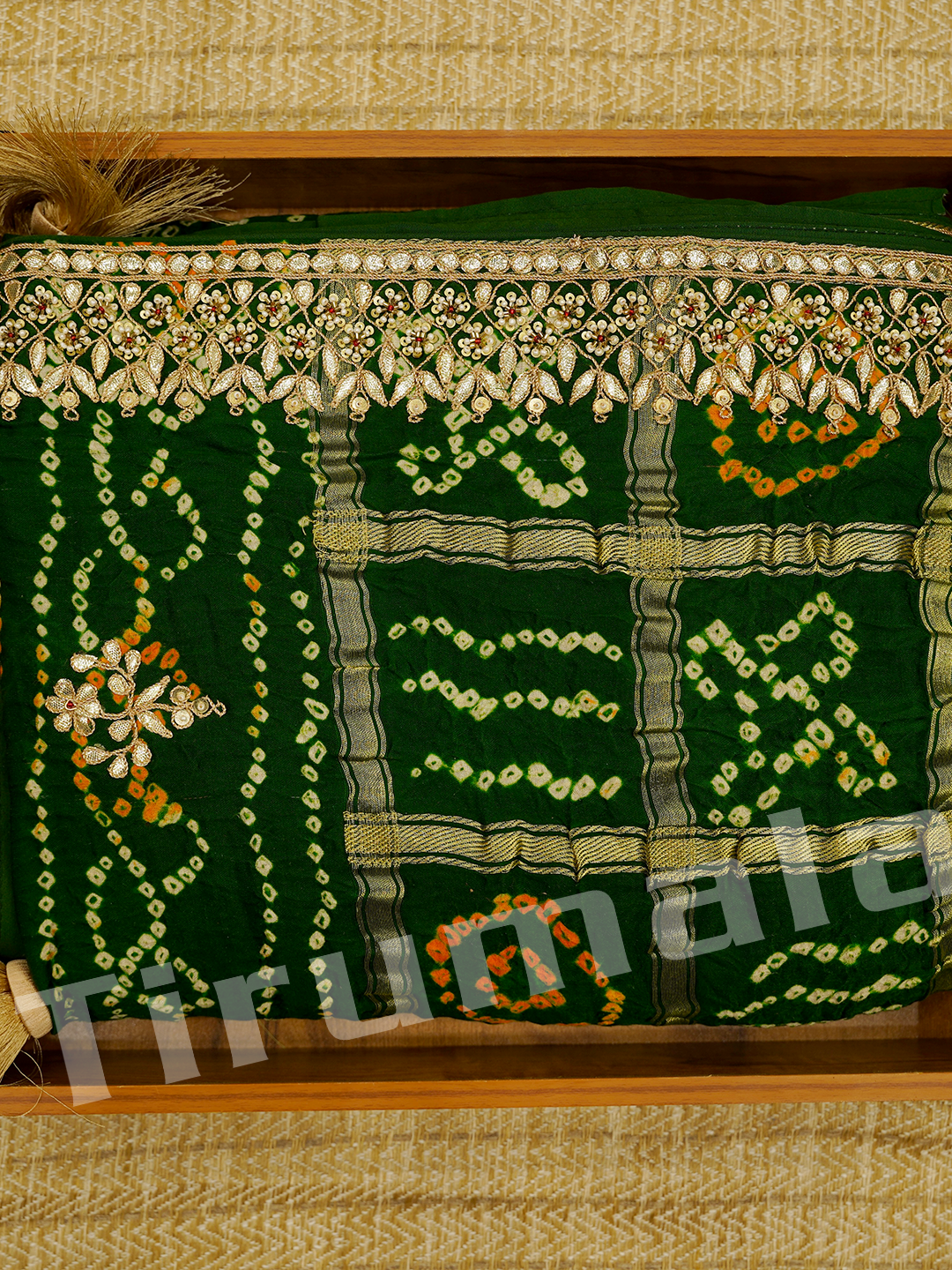 Green Gajji Silk Gota Patti Saree