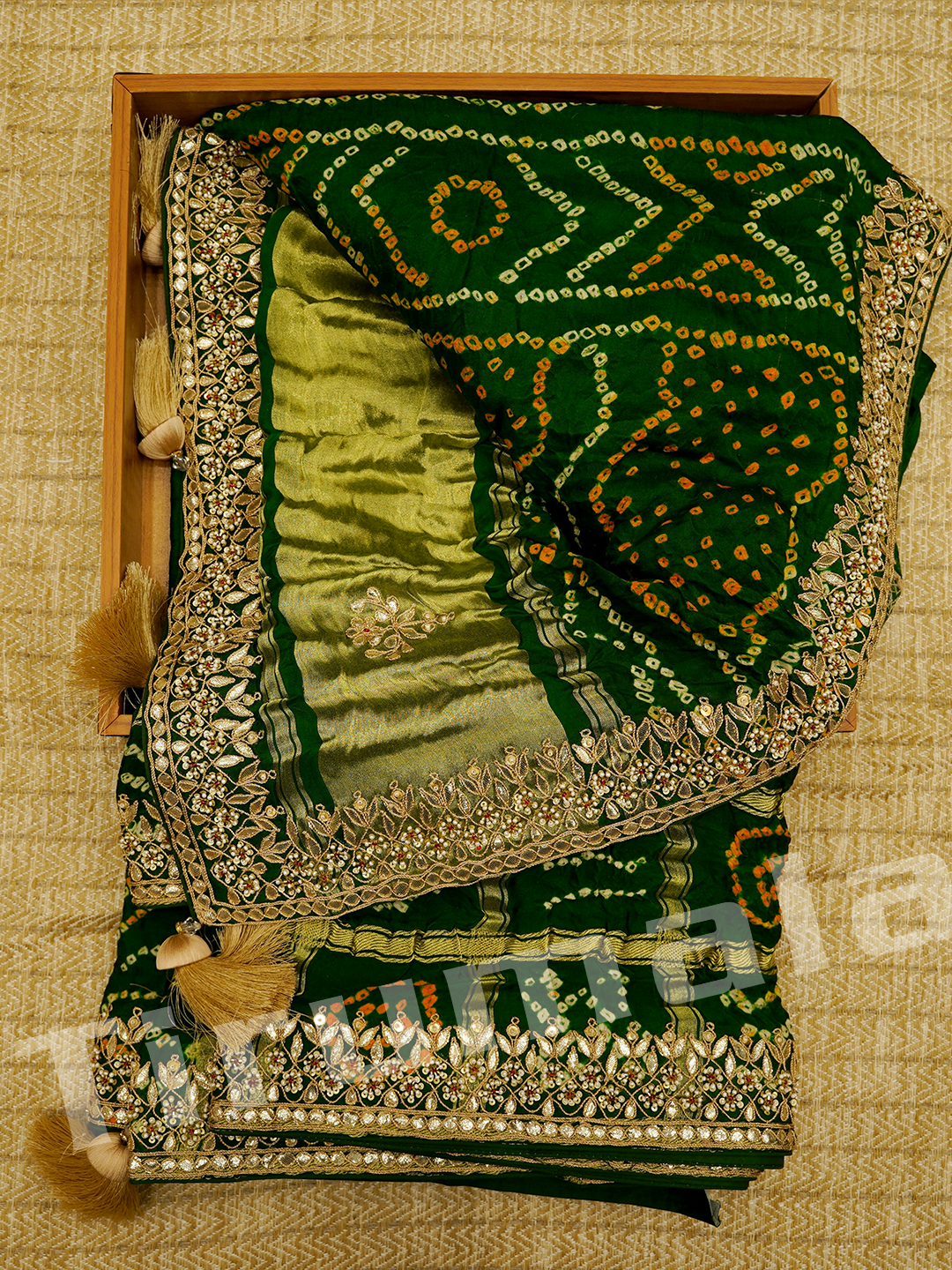 Green Gajji Silk Gota Patti Saree