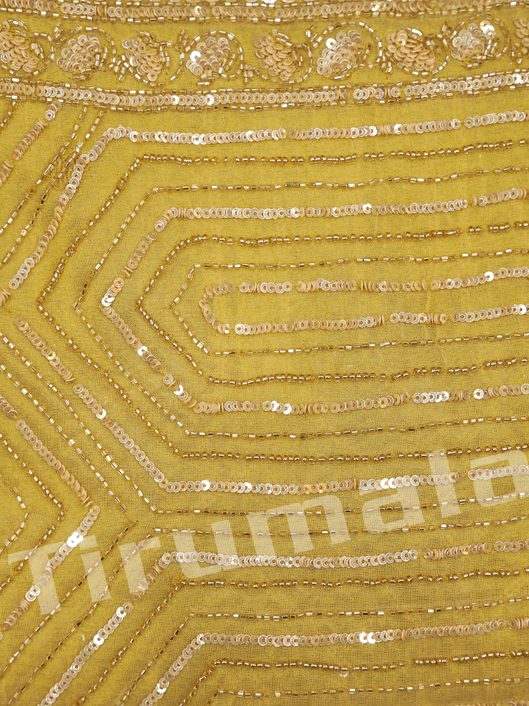 Light Yellow Georgette Tissue Saree With Sequin Work