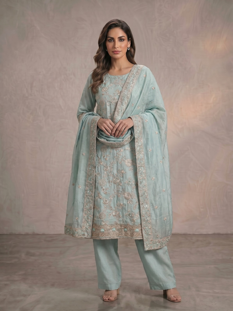 Neel Tara – Upada Silk Zari Handwork Unstitched Suit Set – Tirumala ...
