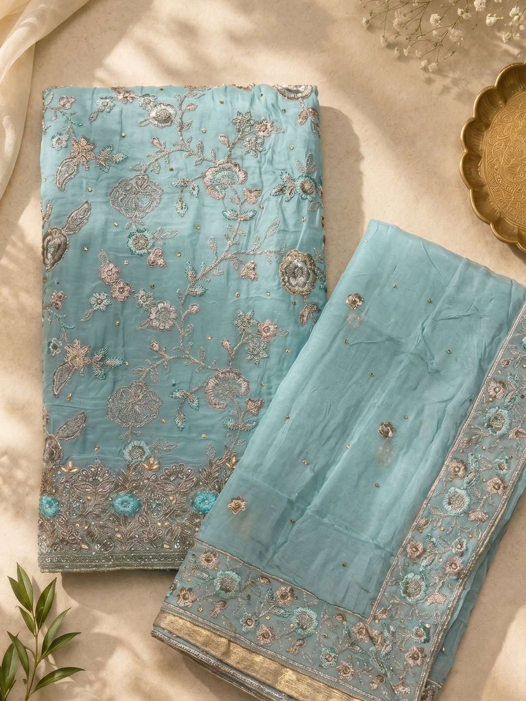Neel Tara – Upada Silk Zari Handwork Unstitched Suit Set – Tirumala ...