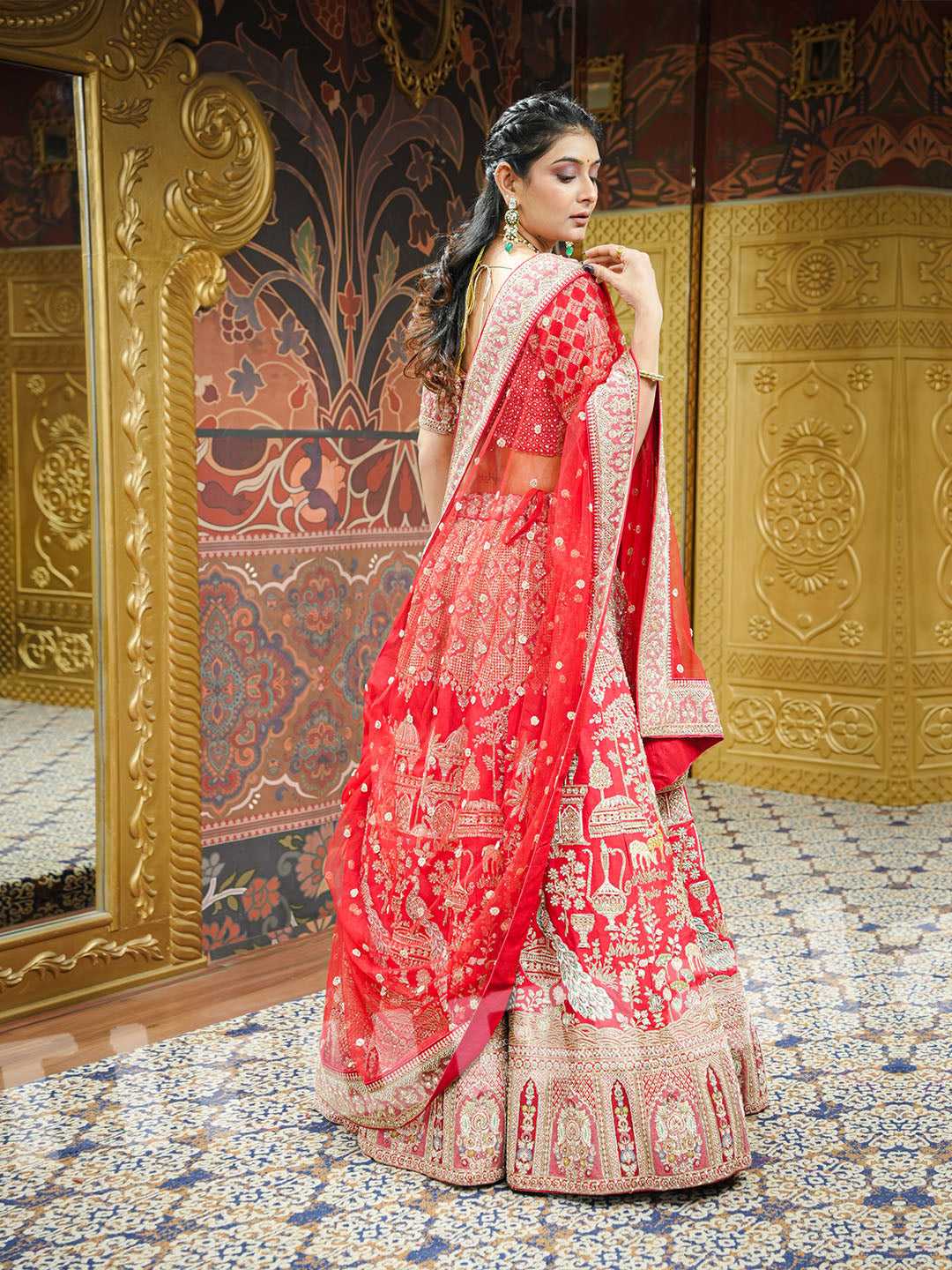 Regal Red Rajwadi Bridal Lehenga – Tirumala Designers
