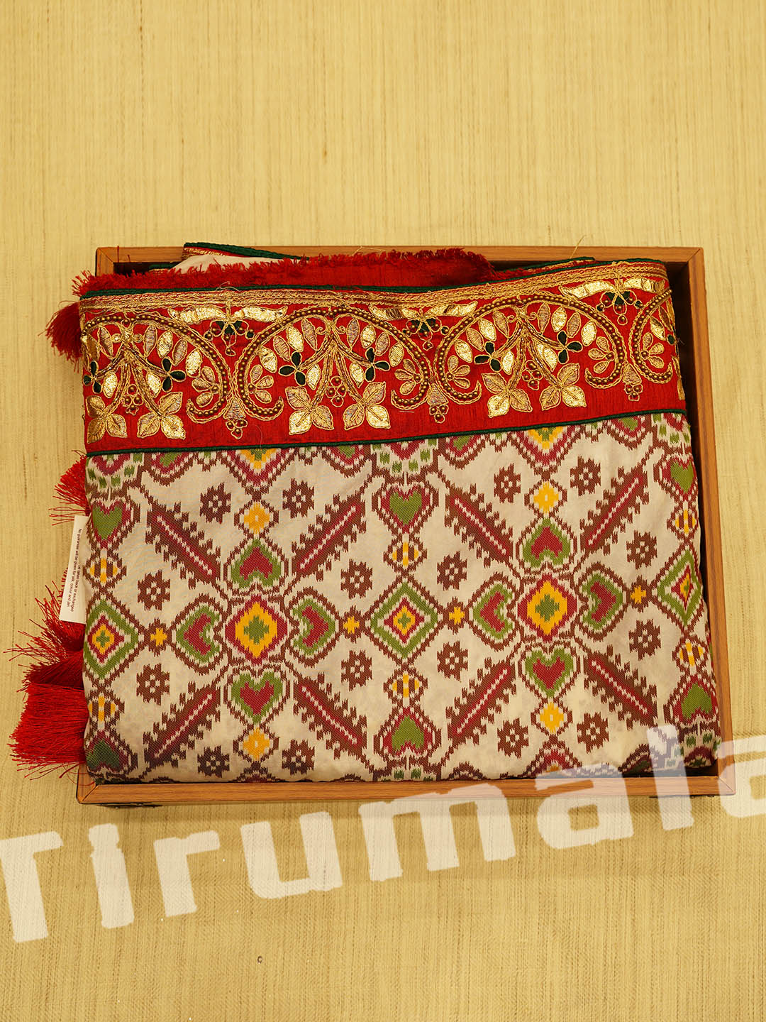 Regal White Silk Saree With Gota & Pita Work