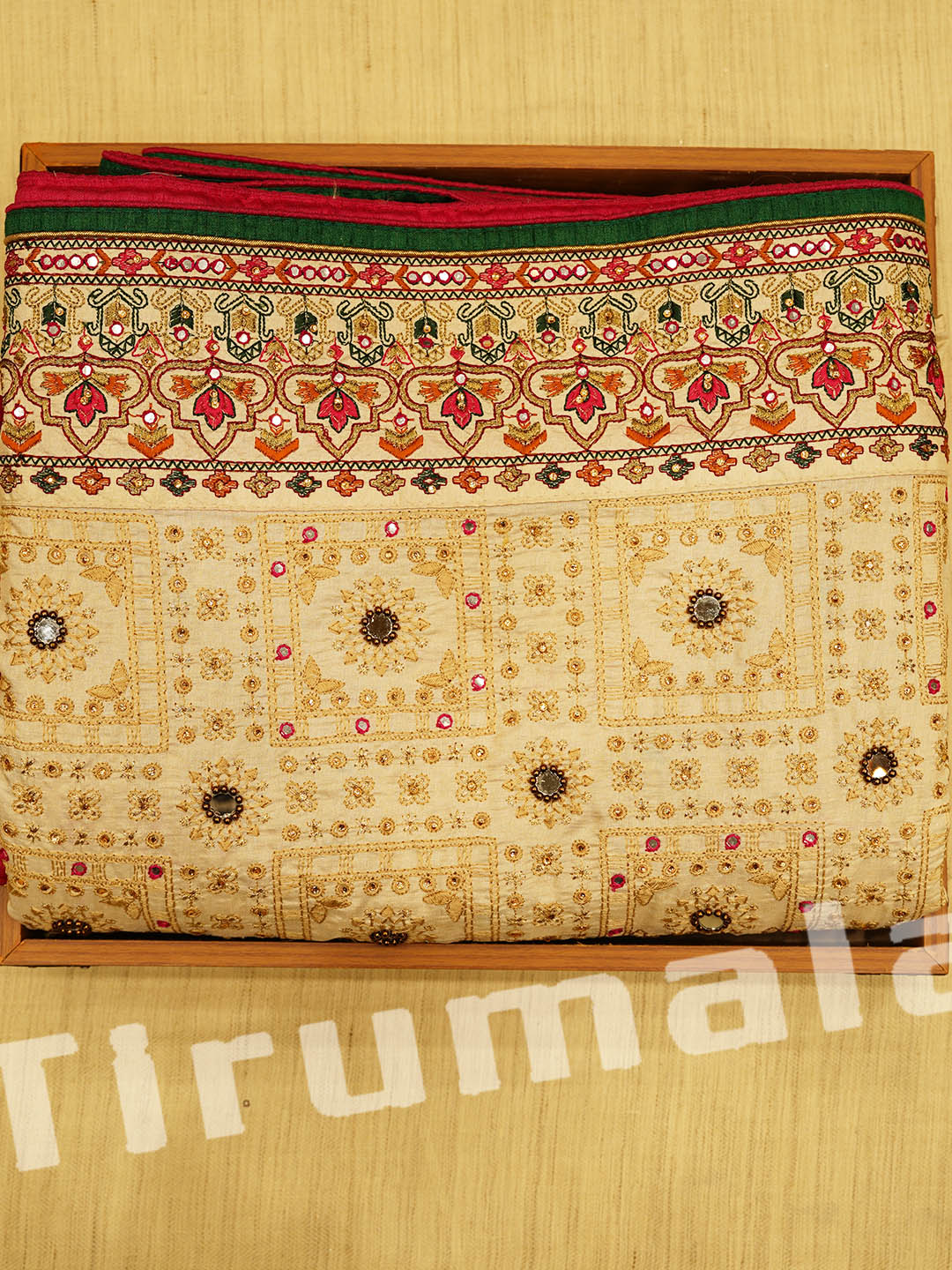 Elegant Off-White Raw Silk Saree With Katiwali Work