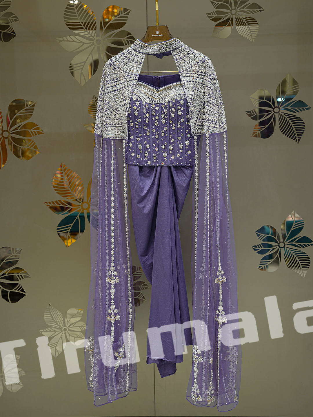 Rust Brown Lycra Dhoti Skirt Set