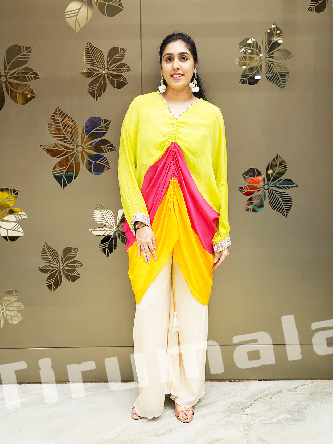 Multi Hue Shimmer Georgette Indo-Western Look