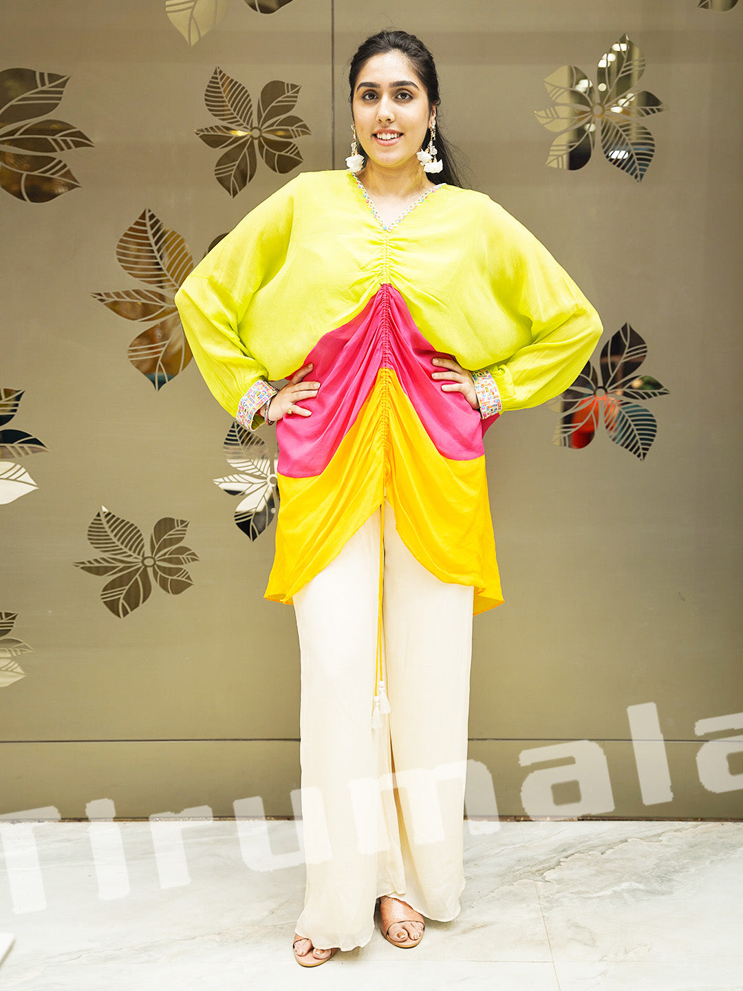 Multi Hue Shimmer Georgette Indo-Western Look