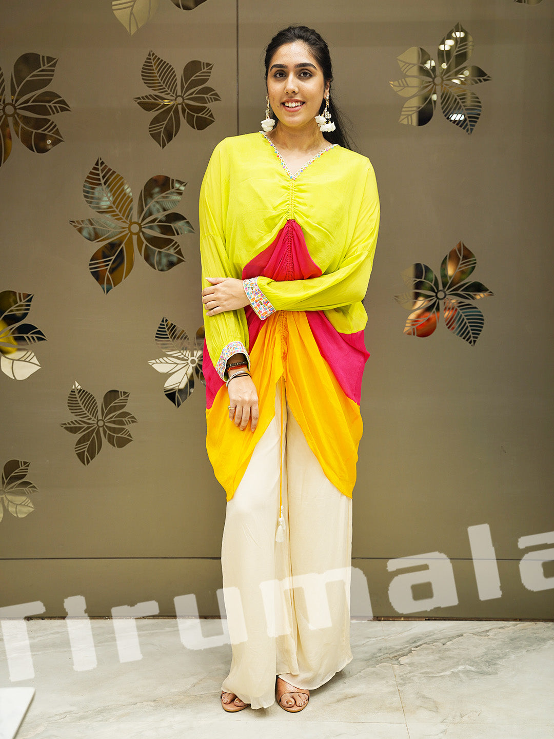 Multi Hue Shimmer Georgette Indo-Western Look