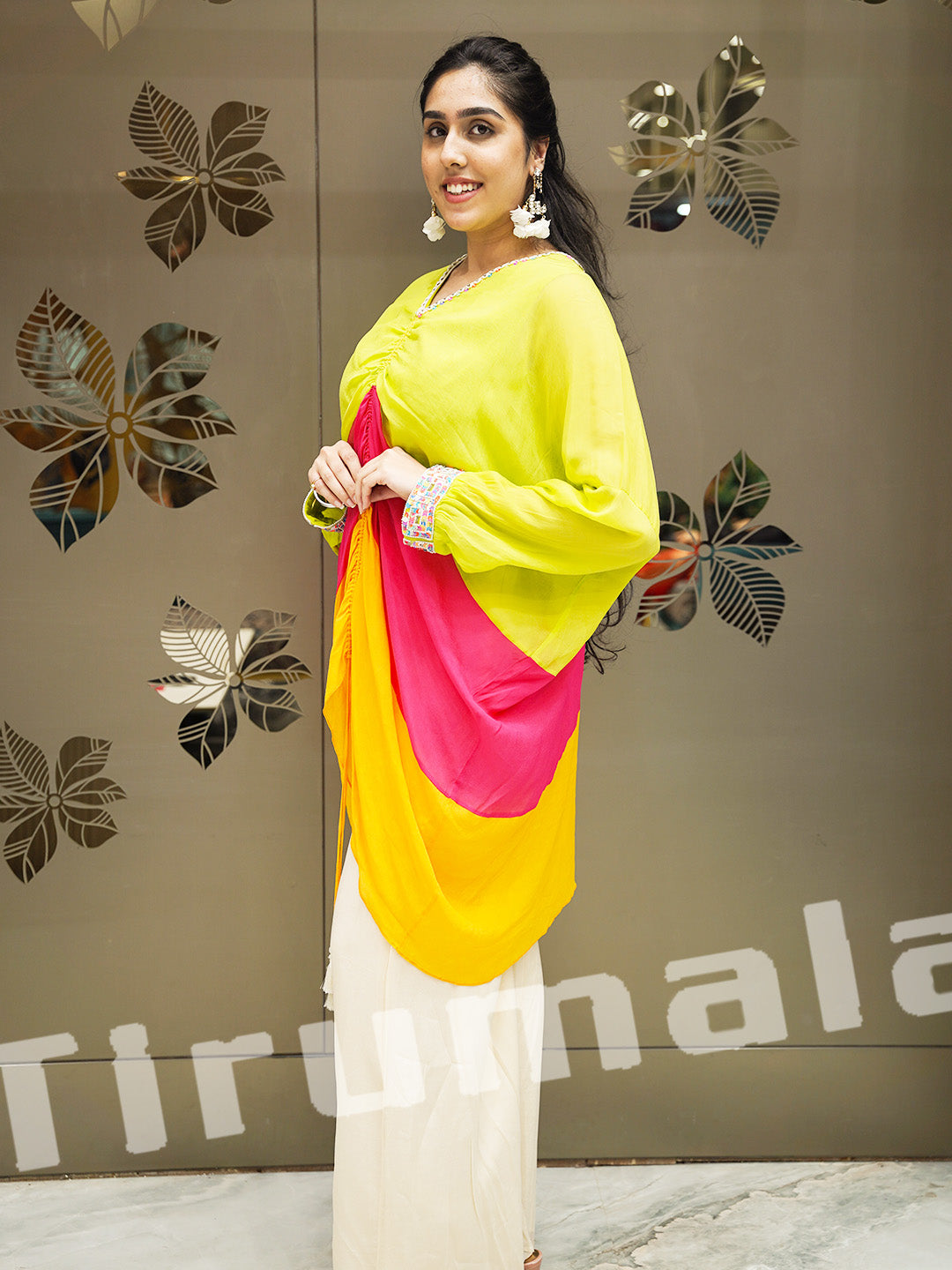 Multi Hue Shimmer Georgette Indo-Western Look