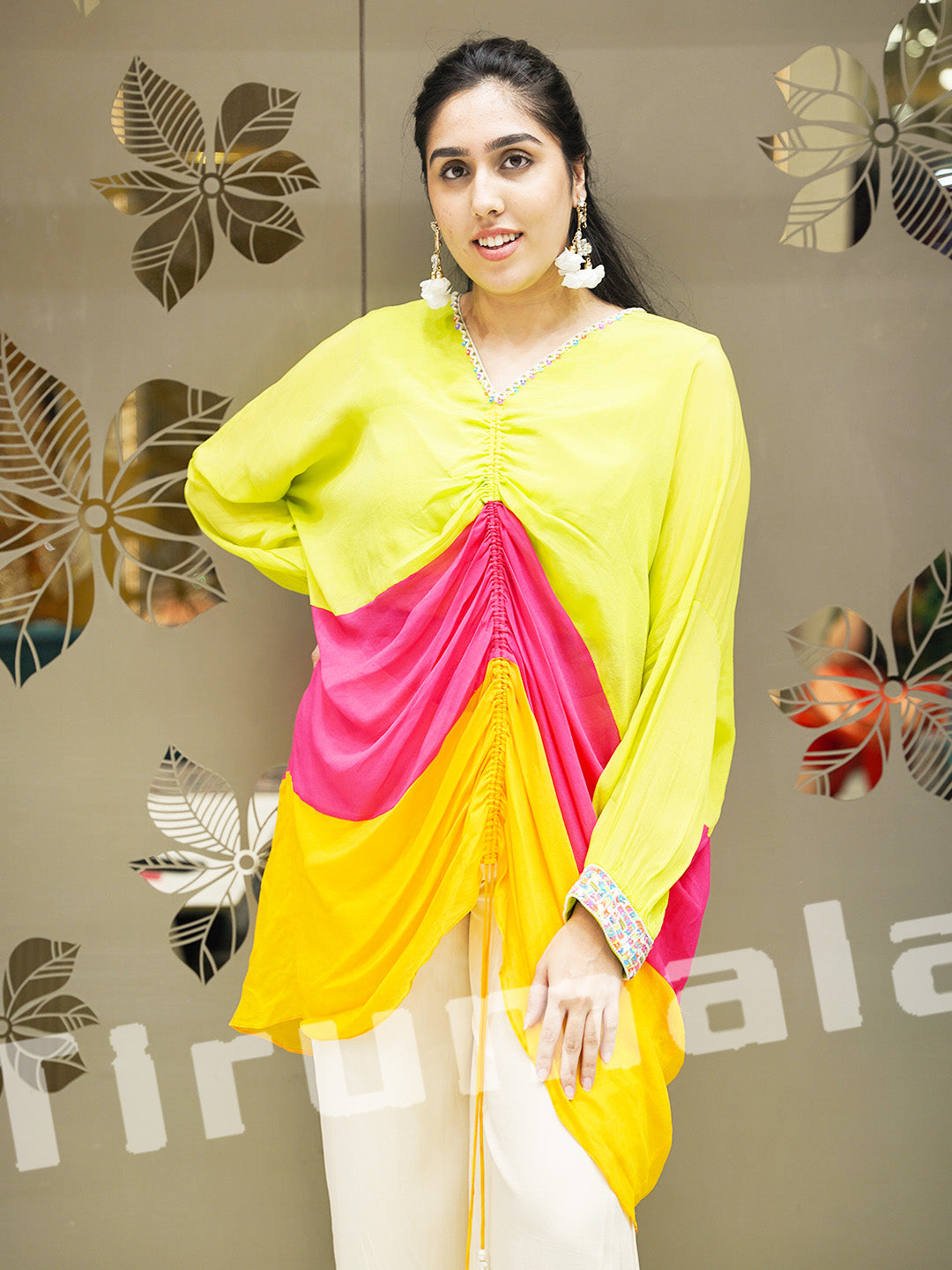 Multi Hue Shimmer Georgette Indo-Western Look