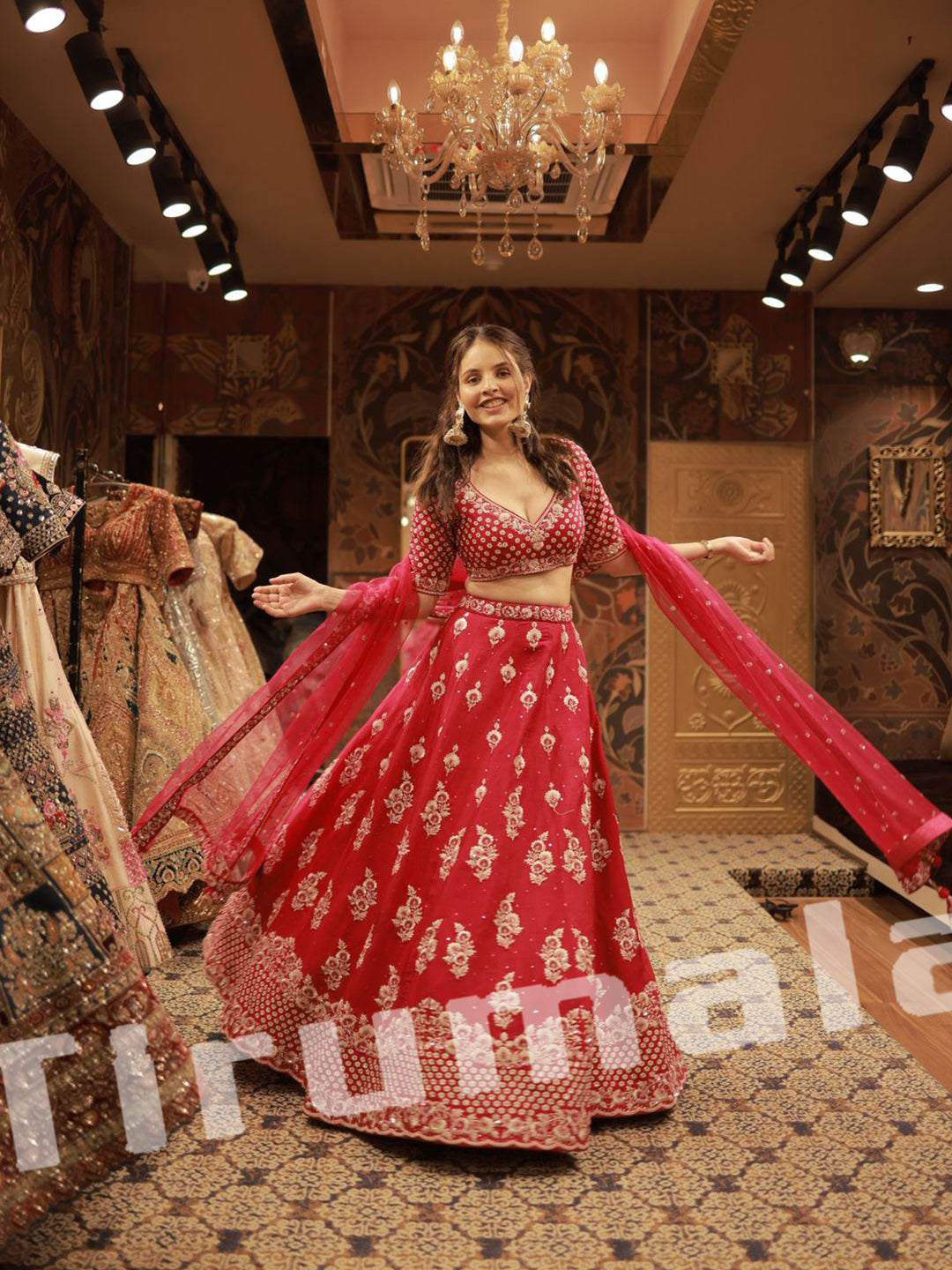 Elegant Pink Silk Lehenga With Handworked Blouse & Machine Embroidery