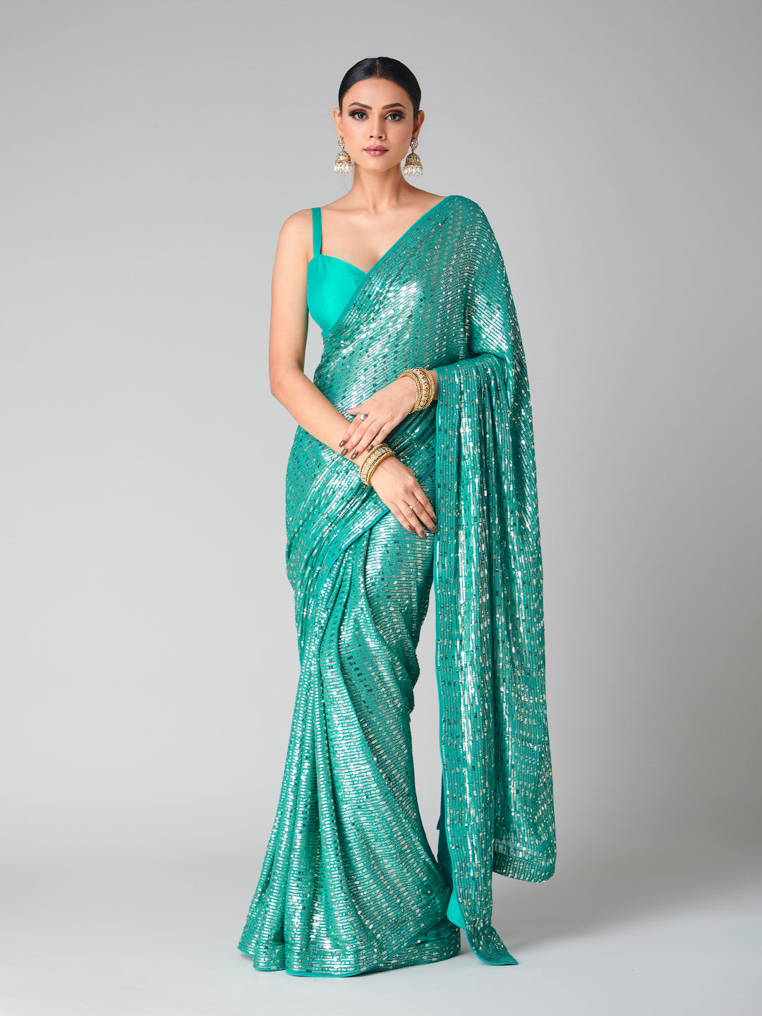 Rama Green Elegant Georgette Saree