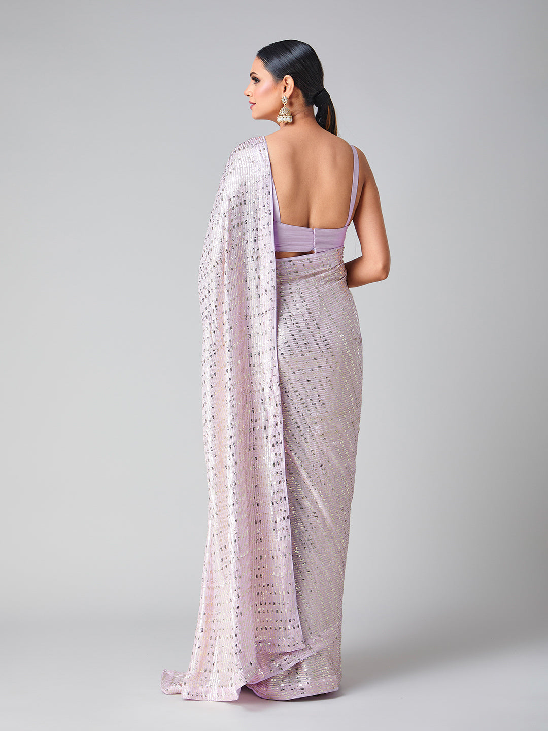 Rich Lavender Hue Sequined Saree