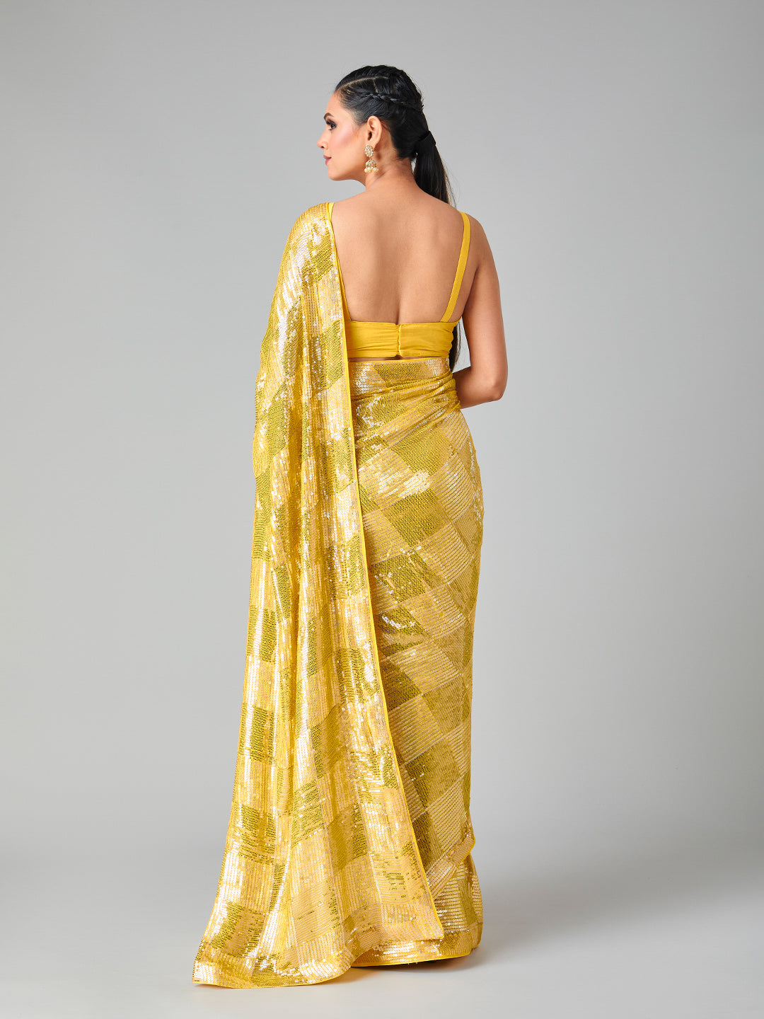 Dazzling Yellow Sequin Saree