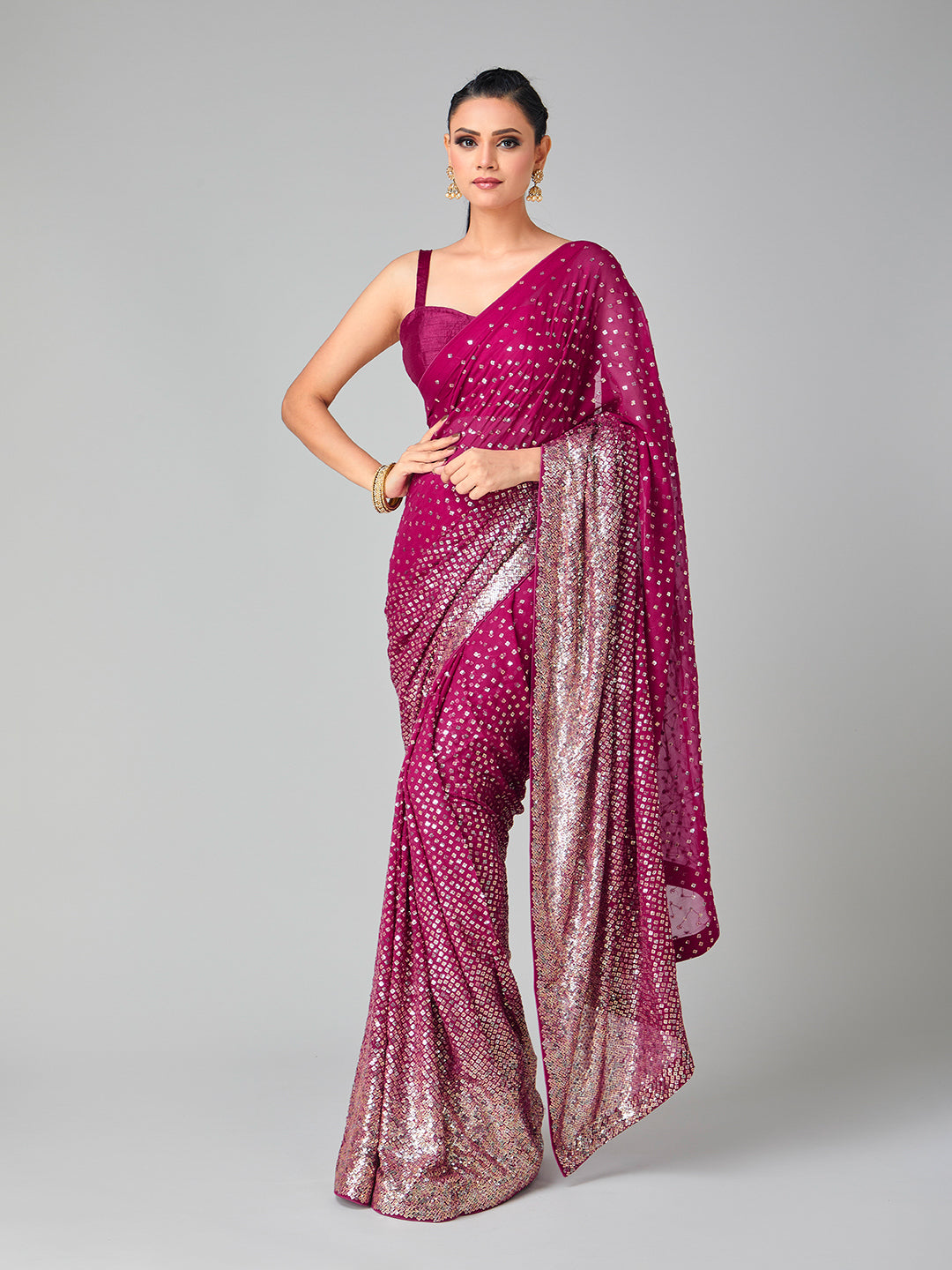 Kriti Sanon Designer Premium Georgette Sequins Saree With Banglori Silk  Blouse - Urban Libaas