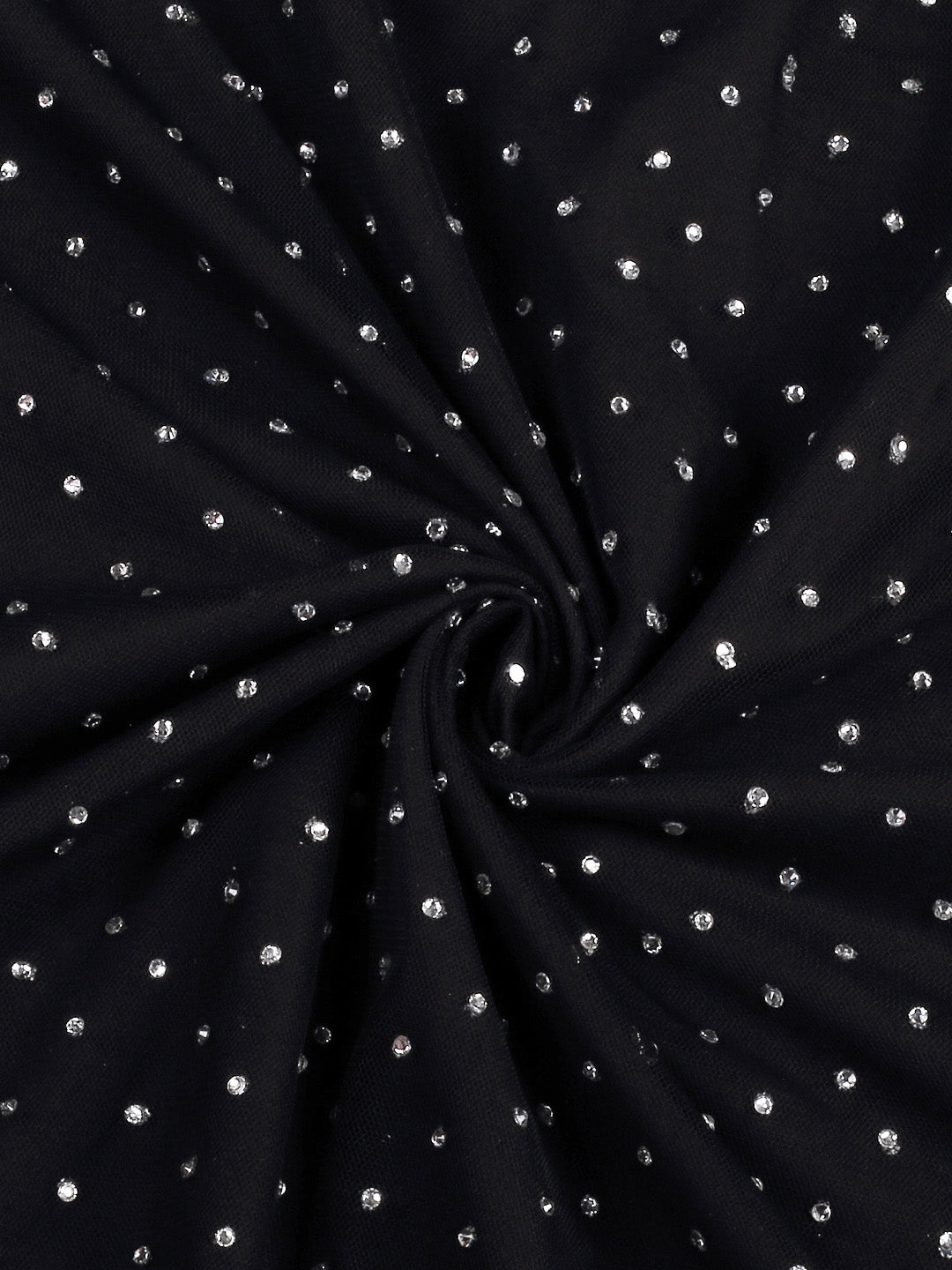 Black Net Fabric With Stonework