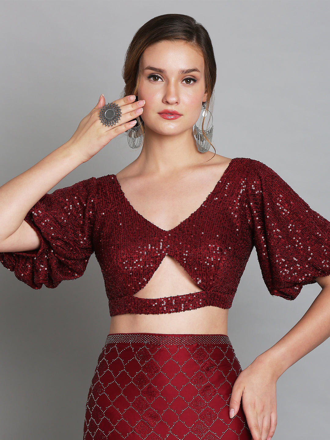 Maroon Sequins Blouse
