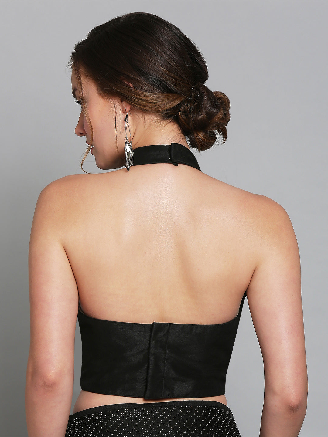 Black Halter Neck Silk Blouse – Tirumala Designers