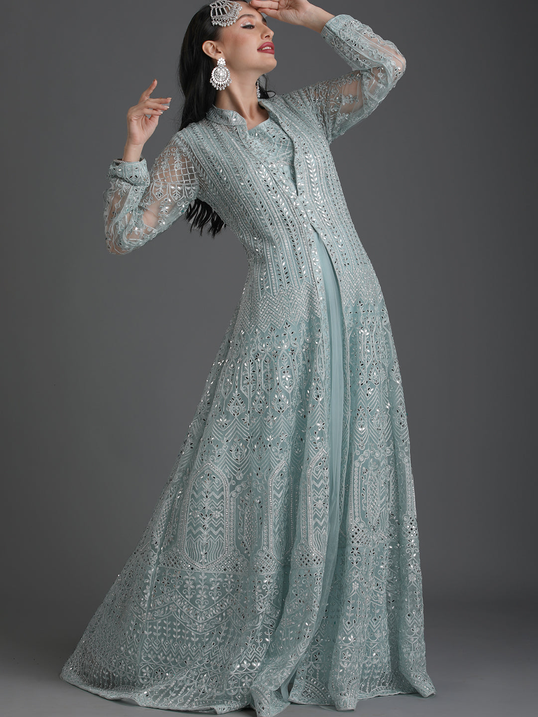 Light Blue Embroidered Gown