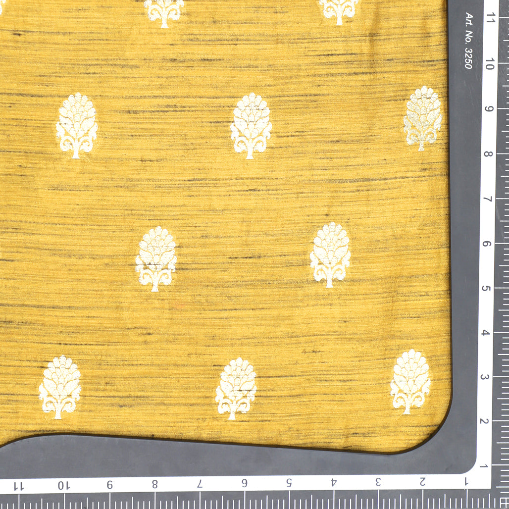 Mustard Yellow Hand-woven Banarasi Brocade Pure Khadi Silk With Light Gold Zari