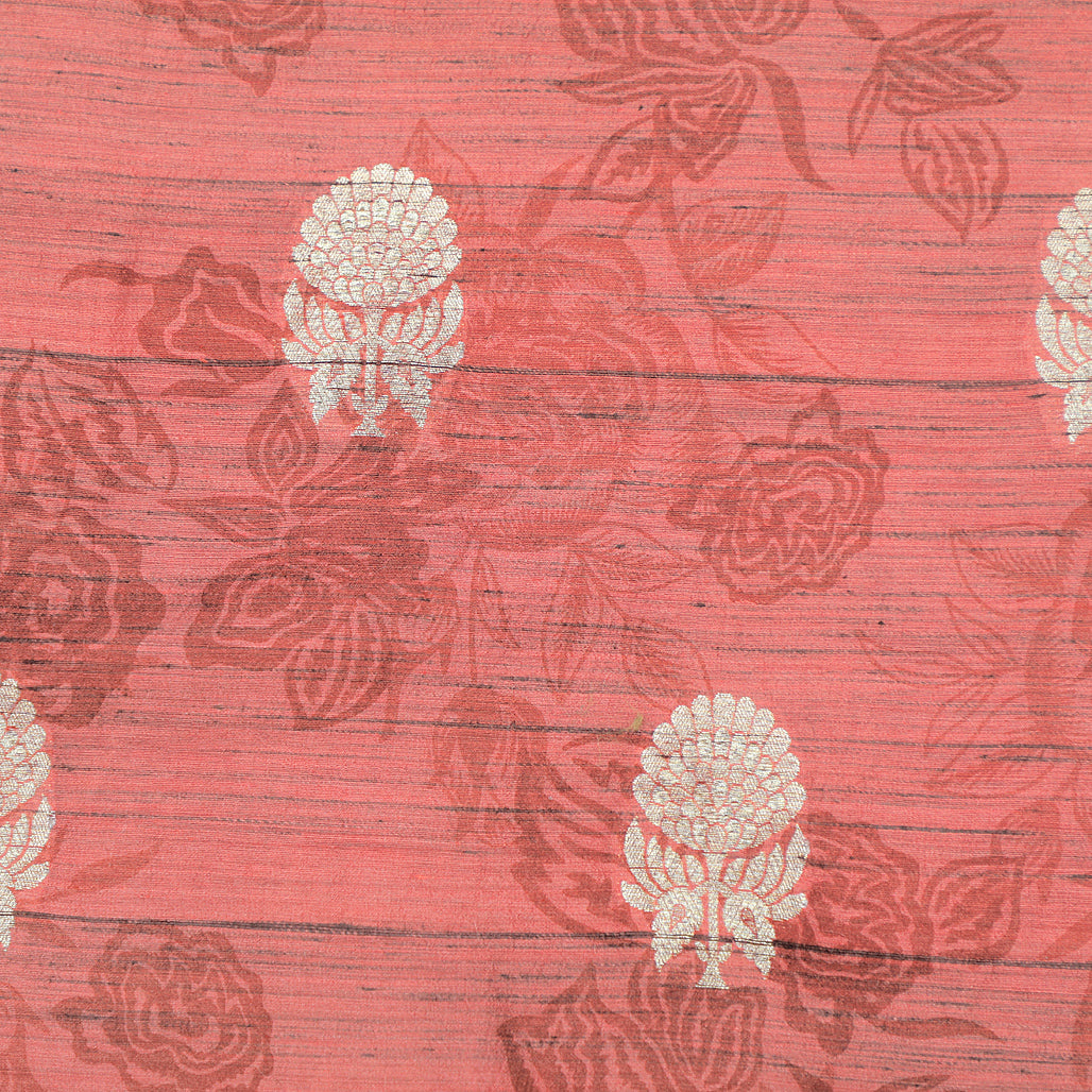 Dusty Pink Hand-woven Banarasi Brocade Pure Khadi Silk With Light Gold Zari & Self Print