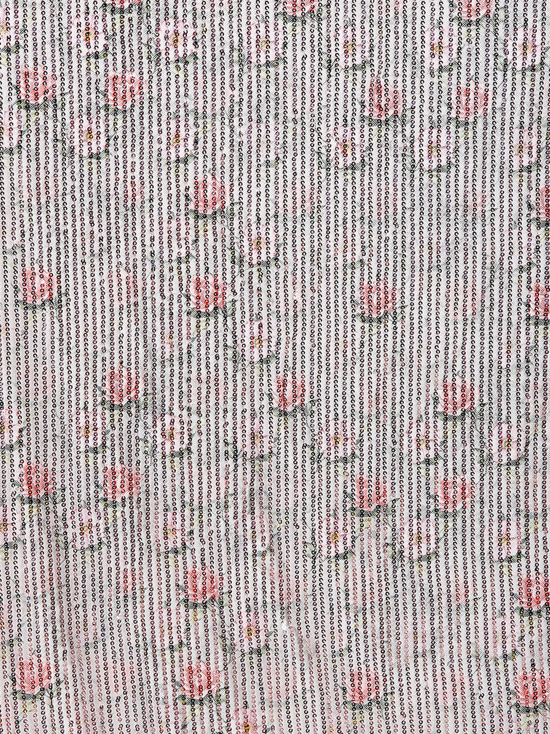 Onion Pink Floral Print Sequin Net Saree
