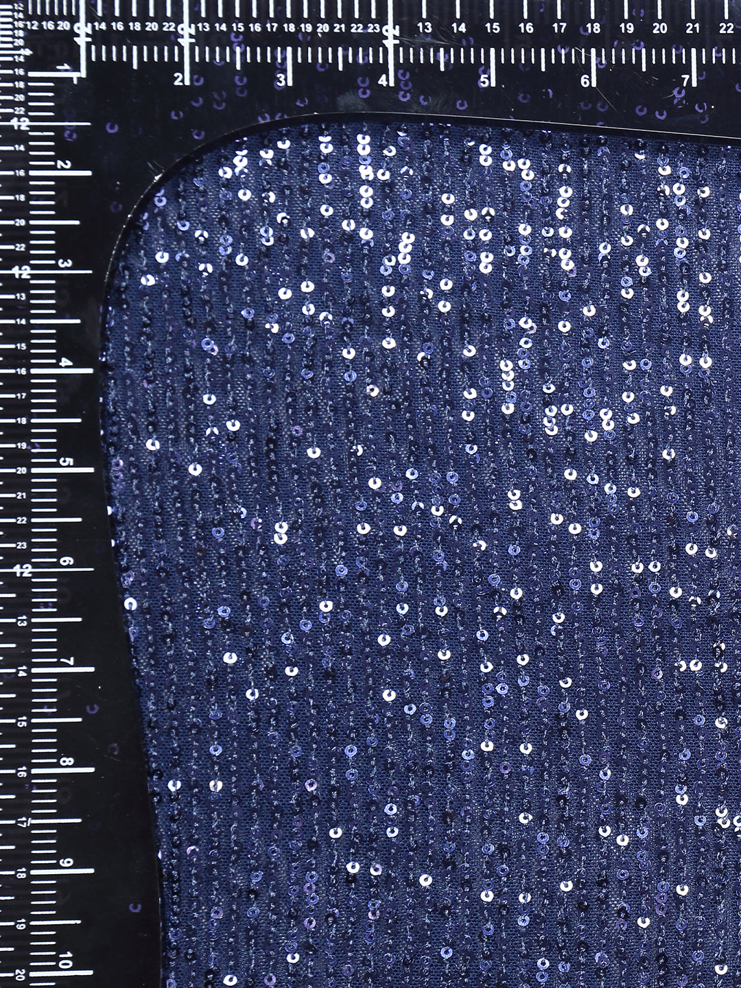 Navy Blue Stretchable Net Fabric With Sequin