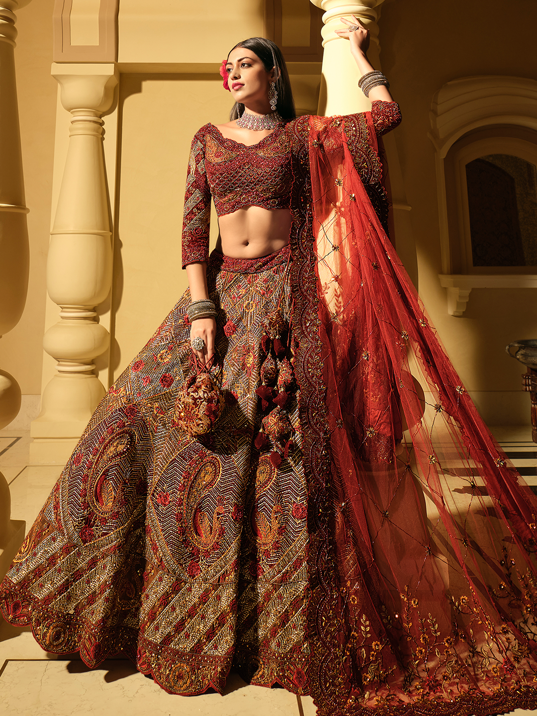 Exclusive Dark Red Colored Lehenga Choli Collection – TheDesignerSaree