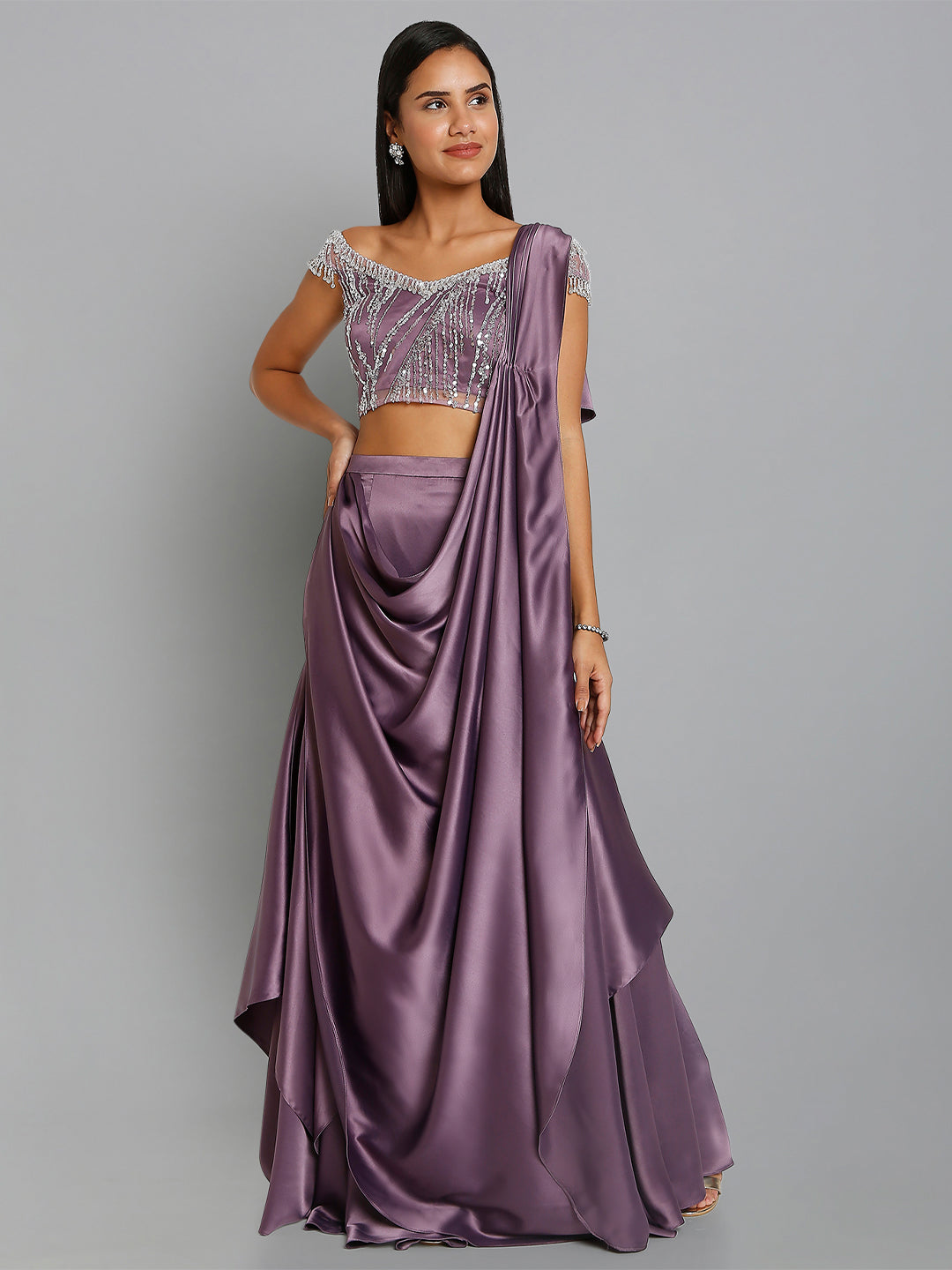 Buy Arpita fashion Women Purple Satin Saree Online at Best Prices in India  - JioMart.