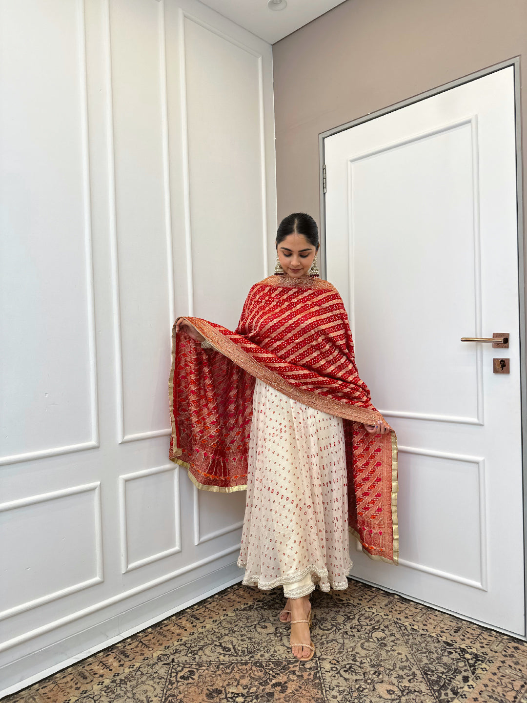 Sharmin's Angharkha Anarkali In Off White